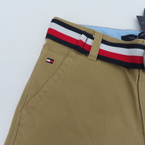Tommy Hilfiger Boys 8 Tan Chino Shorts 9in Inseam Pockets Belt Loops NEW w/ Tags - Picture 2 of 9